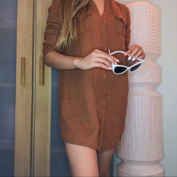long sleeve camel brown shirt dress 🤎 - Picture 1 of 3